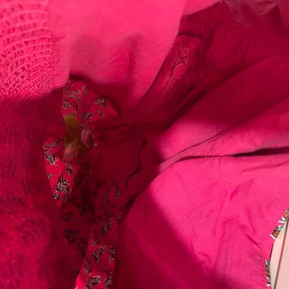 J. Crew Factory Womens Tiered Midi Dress 12 Pink Puff Sleeves Floral Milkmaid - Picture 12 of 14